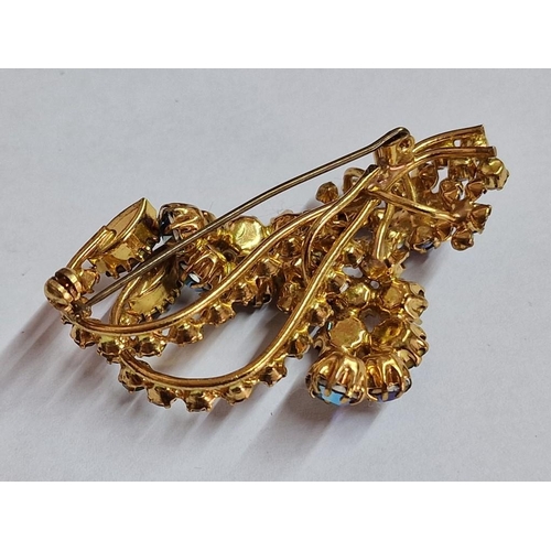 167 - Decorative Gold Tone Brooch with Multi-Colour Stones, Together with Vintage Gold Tone Ring with Clus... 