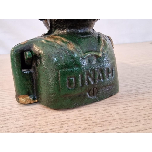 74 - 'Dinah', Vintage Cast Iron Mechanical Coin Bank, Resembles Caricature of a Black Person: Back Lever ... 