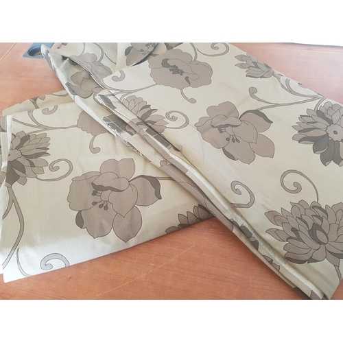 191 - Pair of 100% Cotton Curtains in Floral Pattern and Brown Colours (Ikea), (288 x 146cm each)