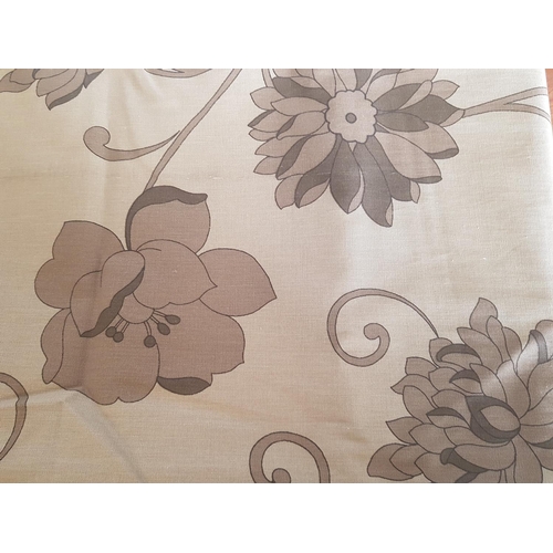 191 - Pair of 100% Cotton Curtains in Floral Pattern and Brown Colours (Ikea), (288 x 146cm each)