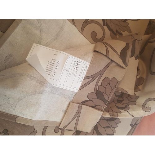 191 - Pair of 100% Cotton Curtains in Floral Pattern and Brown Colours (Ikea), (288 x 146cm each)