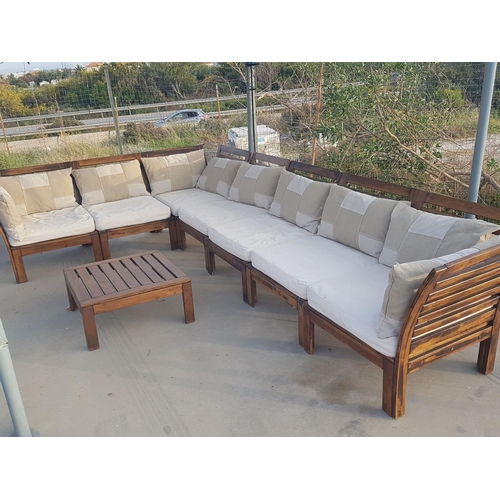 205 - Versalite Modular Wooden Garden / Patio Sofa with Decorative Cushions in L-Shape for Perhaps 7-Perso... 