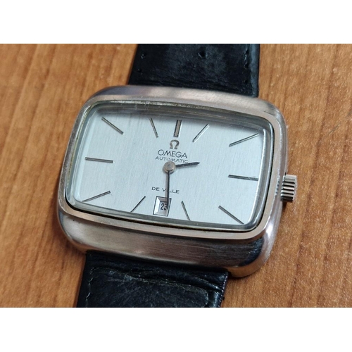 133 - Omega De Ville Automatic Wrist Watch, Stainless Steel 36mm Case, Silver Tone Face with Date, Baton H... 