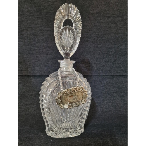 162 - Decorative French Crystal Decanter with Large Feature Stopper, Together with 'Port' White Metal Deca... 