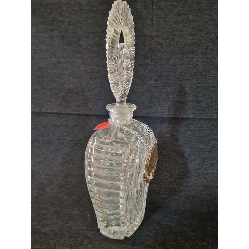 162 - Decorative French Crystal Decanter with Large Feature Stopper, Together with 'Port' White Metal Deca... 