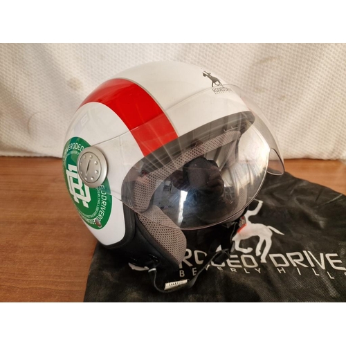 96 - Rodeo Drive Motorcycle Helmet, (White & Red Colour), 'Ecer 22-05' Size S, with Fabric Carry Bag