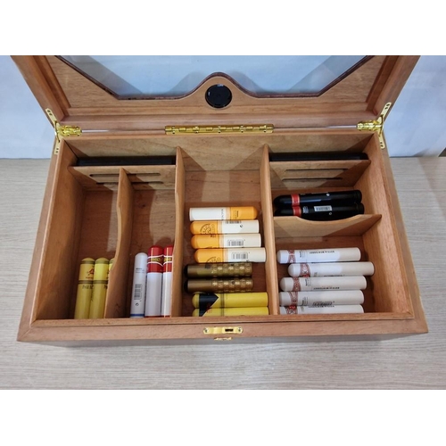 124A - Habanos Cigar Humidor with Hinged & Glazed Lid, Brass Carrying Handles, 5-Section Cedar Wood Lining,... 