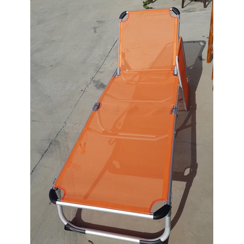 155 - Orange Folding Relaxer Lounger / Beach / Garden Sunbed (Un-Used)