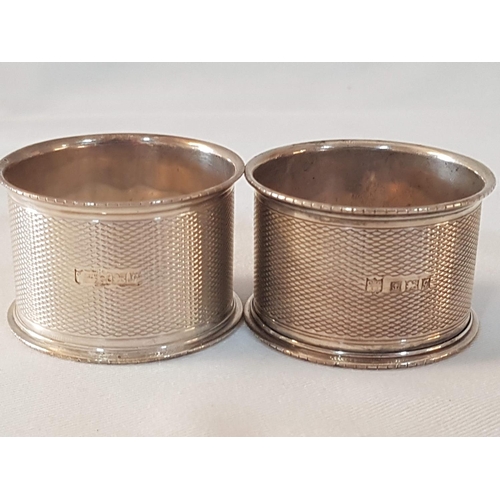 190 - Pair of Silver Napkin Rings (Ø: 4.5 x H: 3cm each) Total Weight 34gr with Personalised Engraved 