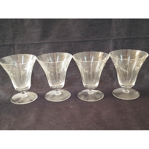 216 - Vintage Crystal Glasses with Decorative Engraved; 6 x Water / Long Drink Glasses with Thistle engrav... 