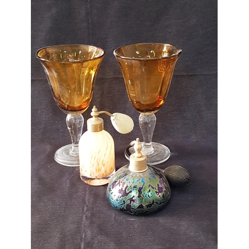 217 - Pair of Wine Glasses and Decorative Perfume Bottles