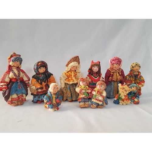 92 - Vintage Rare Collection of Valentina Petunia Figurines in Traditional Russian Outfit Figurines Are D... 