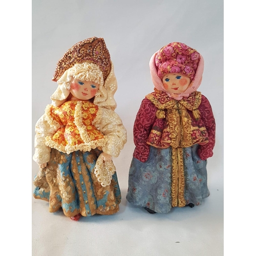 92 - Vintage Rare Collection of Valentina Petunia Figurines in Traditional Russian Outfit Figurines Are D... 