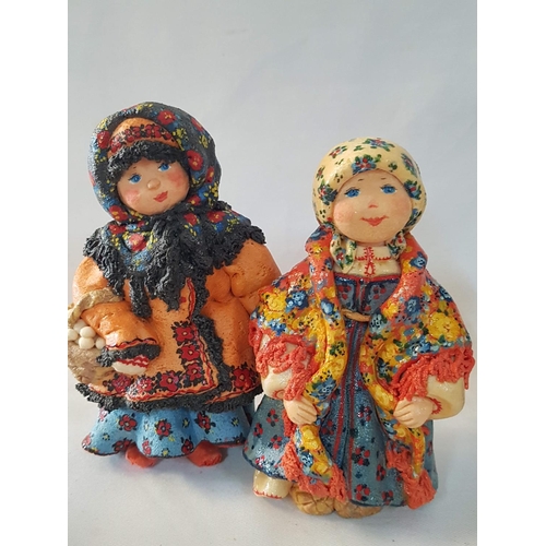 92 - Vintage Rare Collection of Valentina Petunia Figurines in Traditional Russian Outfit Figurines Are D... 