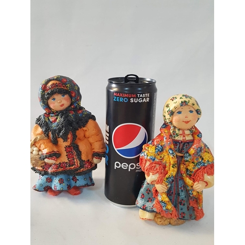 92 - Vintage Rare Collection of Valentina Petunia Figurines in Traditional Russian Outfit Figurines Are D... 