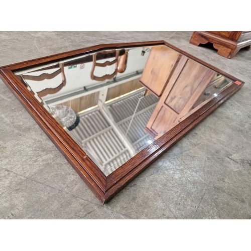 143 - Antique Wall Mirror with Bevel Glass and Wooden Frame, (Approx. 84 x 53cm)