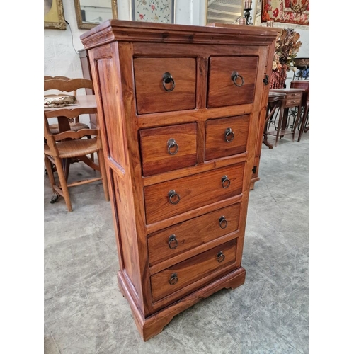 146 - Solid Wood 7-Drawer Chest of Drawers with Metal Ring Handles, (Approx. 54 x 31 x 107cm)