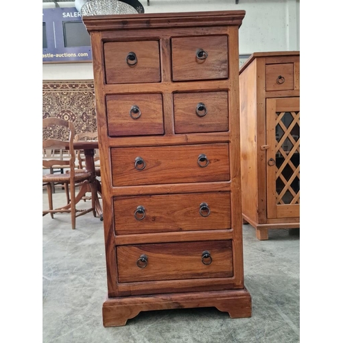 146 - Solid Wood 7-Drawer Chest of Drawers with Metal Ring Handles, (Approx. 54 x 31 x 107cm)