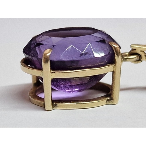 170B - 14ct Gold Pendant with Large Amethyst Colour Oval Cut Stones, (Approx. 15 x 13 x10mm, Total Weight 5... 