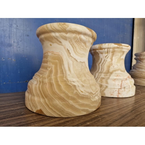 86 - Pair of Heavy Polished Marble Round Shaped Plinths, (Approx. Ø: 26cm, H: 24cm Overall), (2)