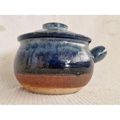 667 - Vintage Handmade Pottery Casserole Dish, Believed to be Lapithos Pottery(?), Part Glazed with Short ... 