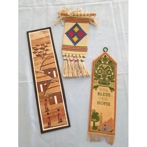 716 - Assorted Collection of Hand Craft Items; Wall Ornaments, Ethnic Shawl (6)