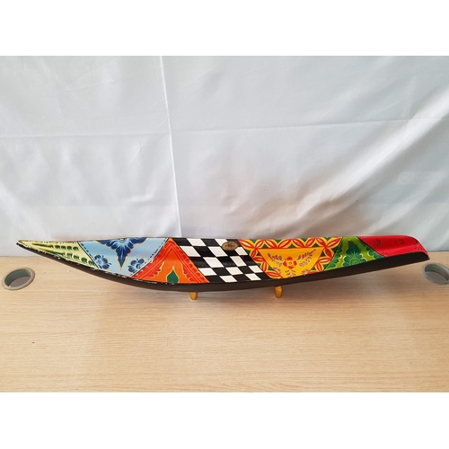 138 - Tom's Drag Drag Bowl Boat Shaped (L;87cm x H:12 - 16cm), (Elegant Oblong Bowl on 4 x Gold Pumps - Le... 