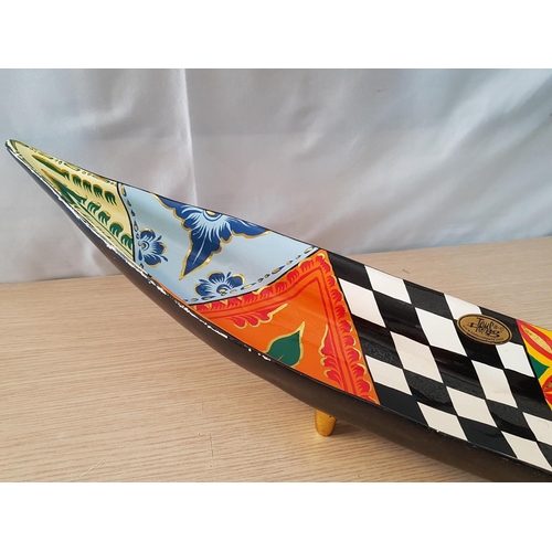 138 - Tom's Drag Drag Bowl Boat Shaped (L;87cm x H:12 - 16cm), (Elegant Oblong Bowl on 4 x Gold Pumps - Le... 