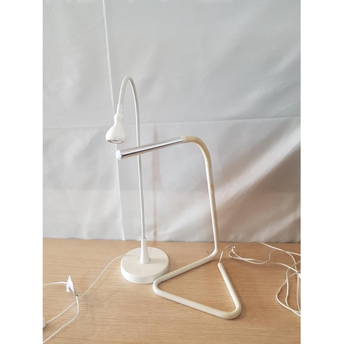 220 - Modern Lamps in White; Desk Lamp and Computer Lamp (2pcs)