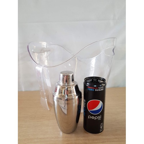 509 - Large Modern Plastic Ice Bucket with Plastic Ice Tong and Stainless Steel Shaker (3pcs)