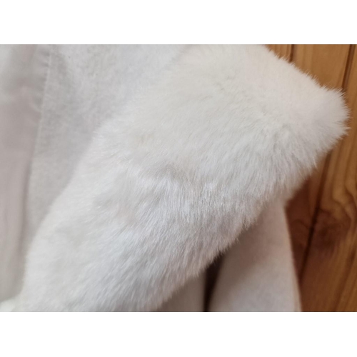 747 - White Colour Fur Coat by 'Piaza Italia' with Hood, (Size: XL)