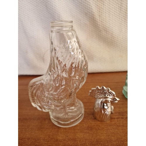 227 - Vintage Glass Bottle Dispenser, Together with Cockerill Shape Decanter with White Metal 'Head' / Top... 