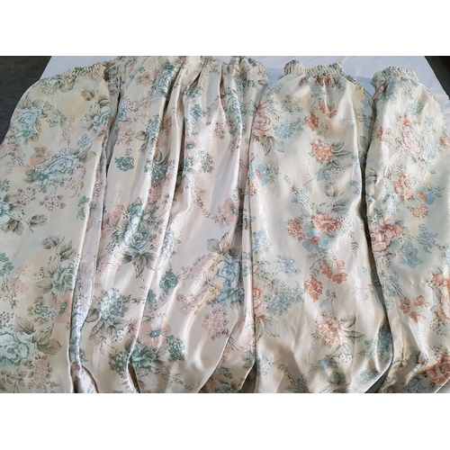 518A - 6 x Pair of Floral Pattern Curtain in Pastel Colours (6pcs)