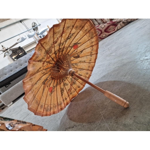 48 - 2 x Traditional Oriental Parasols, (Approx. 63cm and 50cm), (2)