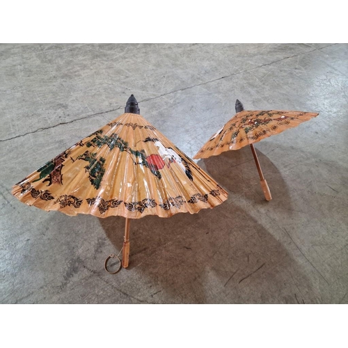 48 - 2 x Traditional Oriental Parasols, (Approx. 63cm and 50cm), (2)