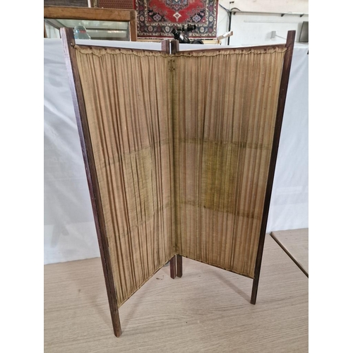 50 - Vintage Oriental 2-Panel Fabric & Wood Screen, (Approx. 76 x 55cm)