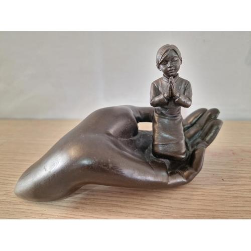 59 - 'Genisis Fine Arts' Mullingar Ireland, Bronze Effect Resin Sculpture of 'Praying Child Hand', (Appro... 