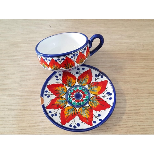 77 - Italian Ceramic Hand Made / Hand Painted Tea / Coffee Pot with Lid and Stand / Burner Together with ... 