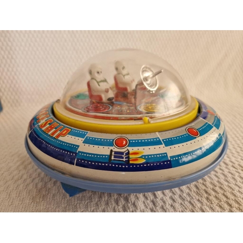 781 - 2 x Vintage Tin Space Age Toys; Bump & Go Space Ship X-52 #126 with Original Box, Together with 'Fly... 