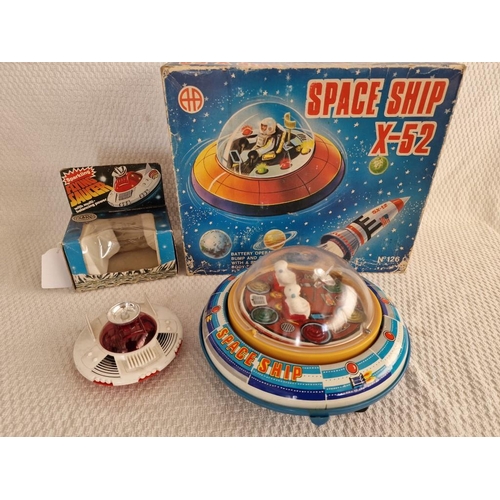 782 - 2 x Vintage Tin Space Age Toys; Bump & Go Space Ship X-52 #126 with Original Box, Together with 'Ech... 