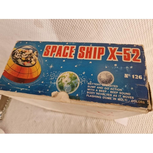 782 - 2 x Vintage Tin Space Age Toys; Bump & Go Space Ship X-52 #126 with Original Box, Together with 'Ech... 