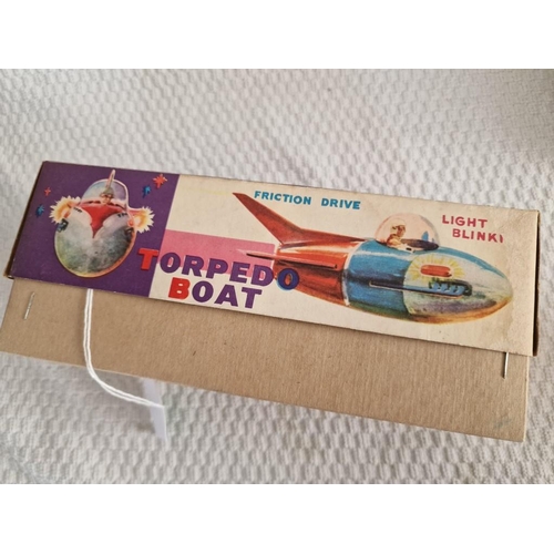 784 - 2 x Vintage Space Age Toys / Models; Friction Drive 'Torpedo Boat' in Original Box and 'Moon Scout' ... 