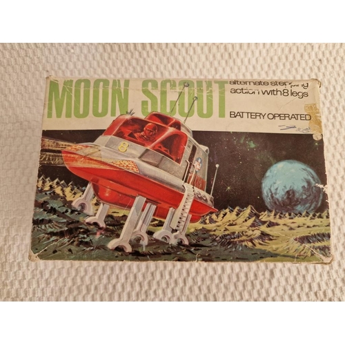 784 - 2 x Vintage Space Age Toys / Models; Friction Drive 'Torpedo Boat' in Original Box and 'Moon Scout' ... 