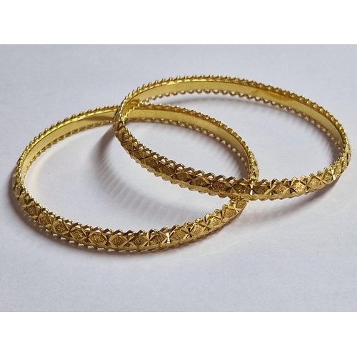 Pair of Decorative 22ct Gold Bangle Bracelets, (Approx. Ø: 6.3cm ...