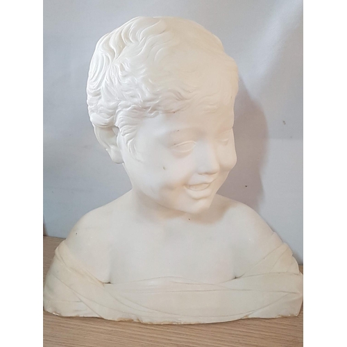 124 - Small Boy - Alabaster (?) Bust (Approx. H:29 x W:27cm)