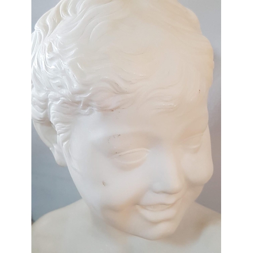 124 - Small Boy - Alabaster (?) Bust (Approx. H:29 x W:27cm)