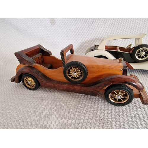 35 - 2 x Wooden Model Cars, (Approx. L: 37cm each), (2)