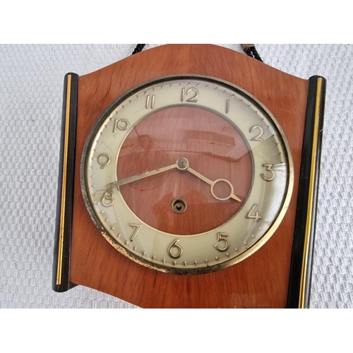 61 - Vintage Wall Hanging Wooden Clock with Mechanical Movement, (a/f, untested)