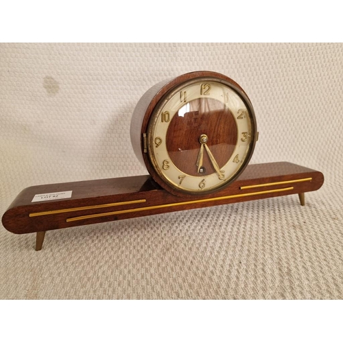 62 - Art Deco Style Wooden Mantel Clock with Mechanical Movement, (a/f, untested)