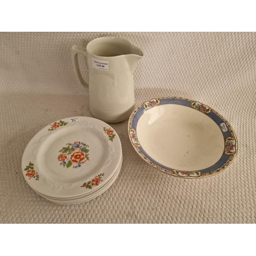 64 - Collection of China / Porcelain; Vintage 'Adams' Jug (England), 6 x Scherzer Plates (Germany) with F... 